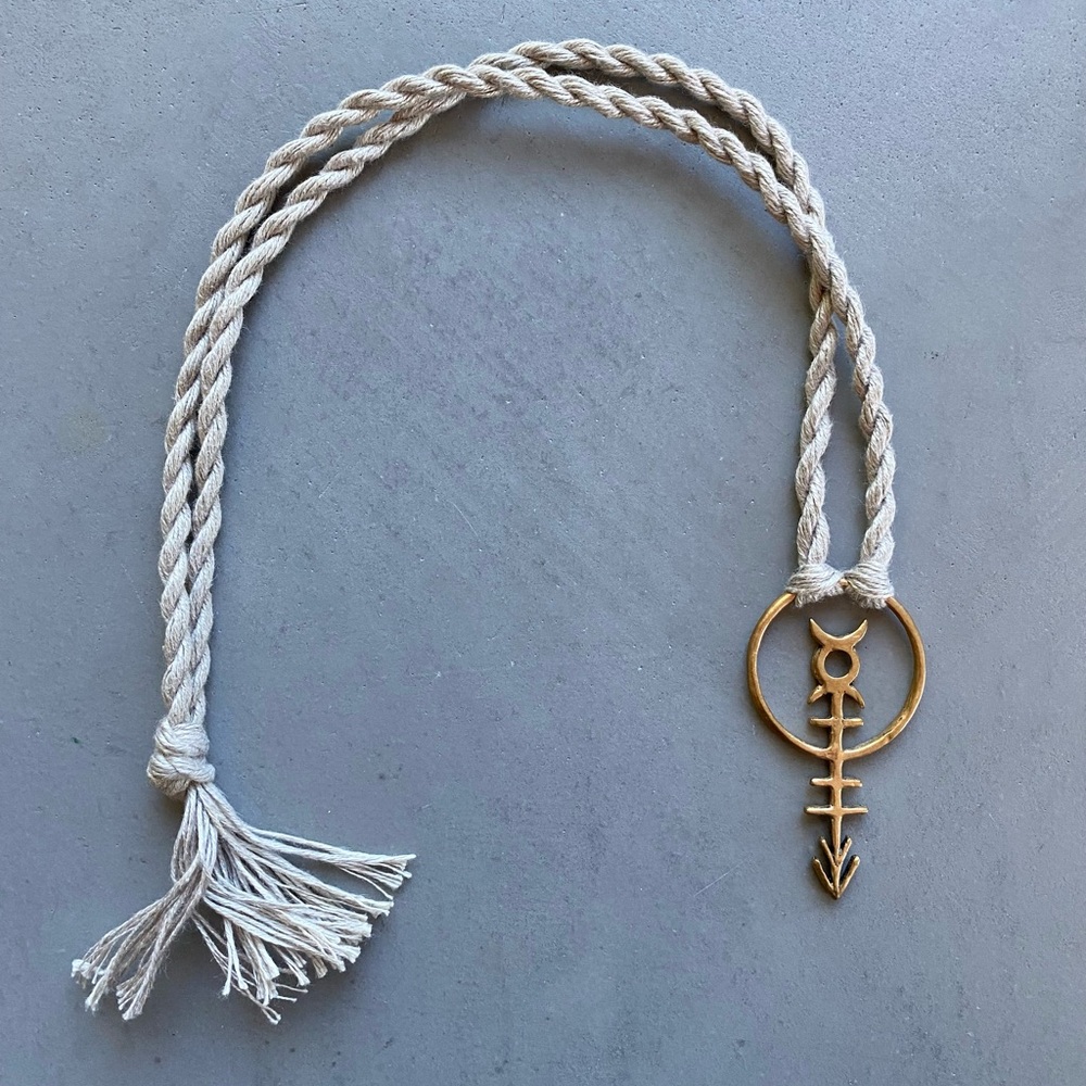 Custom Tribal Arrow Moon Brass Necklace free people hippie boho witchy goth - Picture 6 of 7
